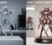 Mimic Lab 12K Custom Anime Figure unpainted vs hand-painted comparison showcase