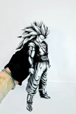 28CM  Dragon Ball black and white color effect Figure Goku Super Saiyan 3 - Image 2