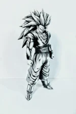 28CM  Dragon Ball black and white color effect Figure Goku Super Saiyan 3 - Image 4