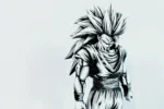 28CM  Dragon Ball black and white color effect Figure Goku Super Saiyan 3 - Image 5