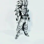 28CM  Dragon Ball black and white color effect Figure Goku Super Saiyan 3