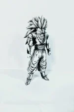 28CM  Dragon Ball black and white color effect Figure Goku Super Saiyan 3