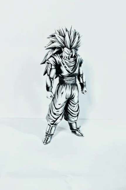28CM  Dragon Ball black and white color effect Figure Goku Super Saiyan 3
